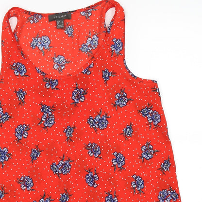 Primark Womens Red Floral  Basic T-Shirt Size 12