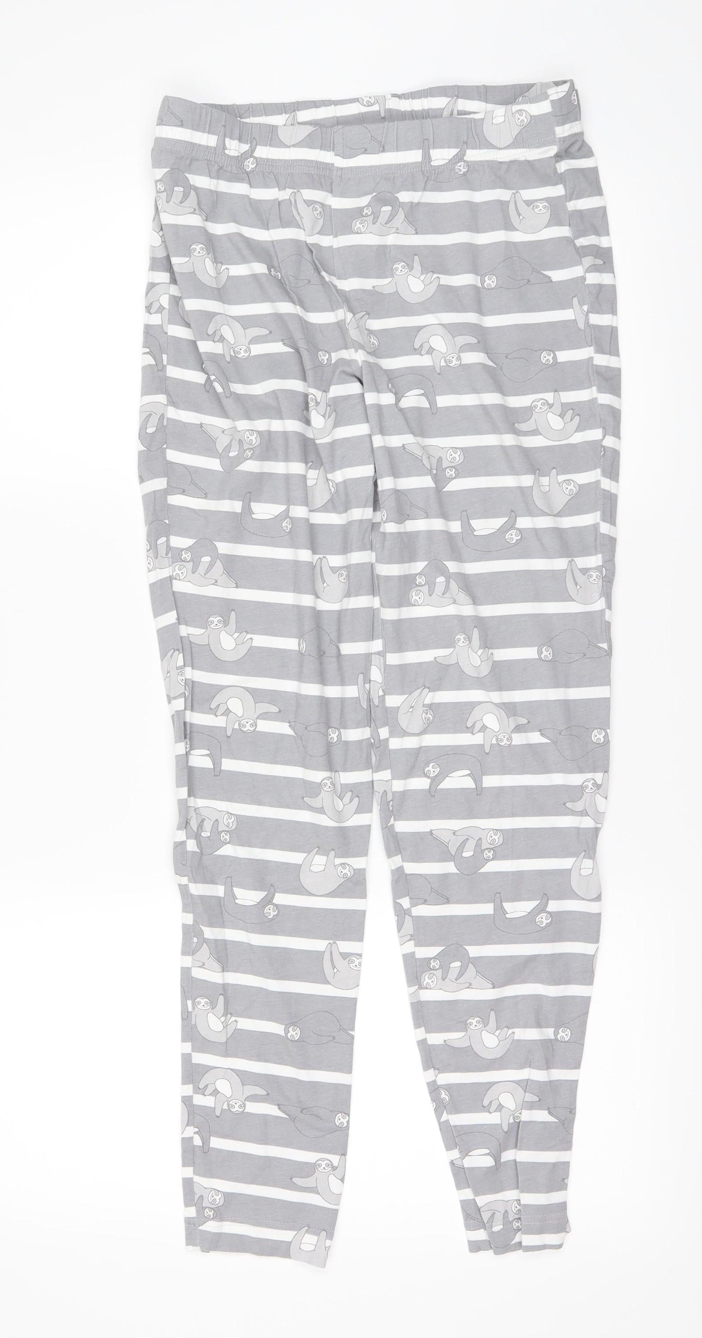 F&F Womens Grey Striped  Trousers  Size M L25 in