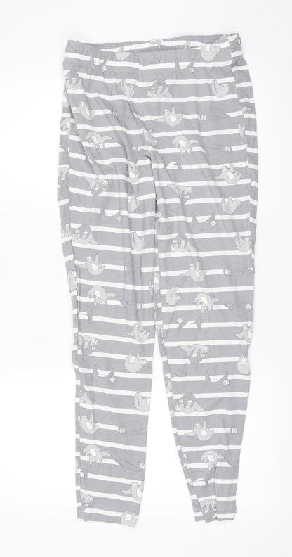 F&F Womens Grey Striped  Trousers  Size M L25 in