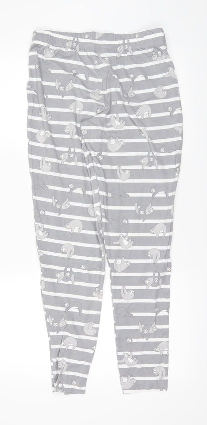 F&F Womens Grey Striped  Trousers  Size M L25 in