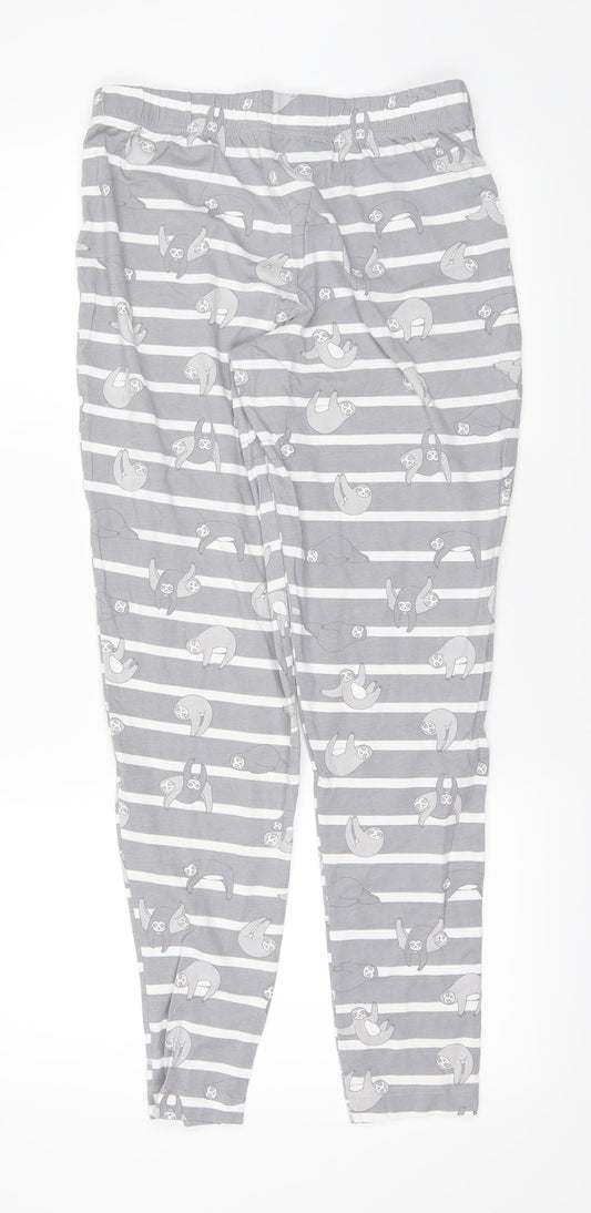 F&F Womens Grey Striped  Trousers  Size M L25 in