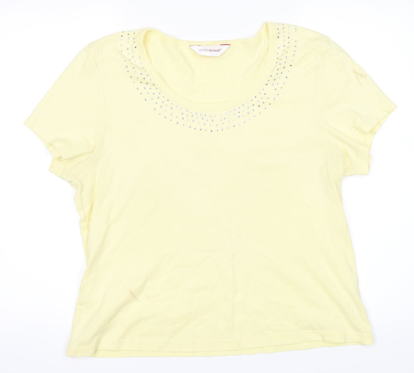 Andre De Brett Womens Yellow   Basic T-Shirt Size 18