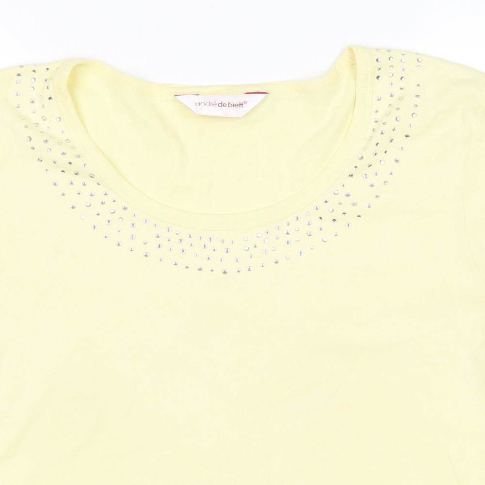 Andre De Brett Womens Yellow   Basic T-Shirt Size 18