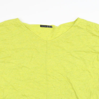 Close-up detail of Atmosphere women’s yellow jumper, size S