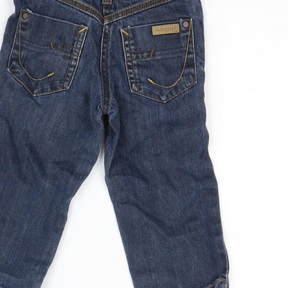 Brand and care label for Autograph boys’ blue straight jeans, size 2, years