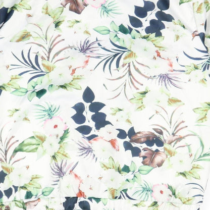 ICHI Womens White Floral  Jacket Coat Size S
