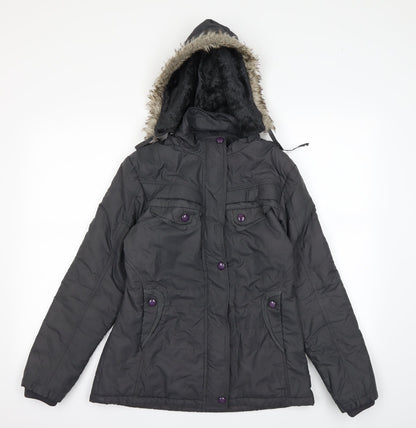 Front view of DGN women’s grey jacket coat, size M