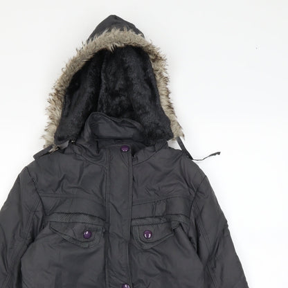 Close-up detail of DGN women’s grey jacket coat, size M