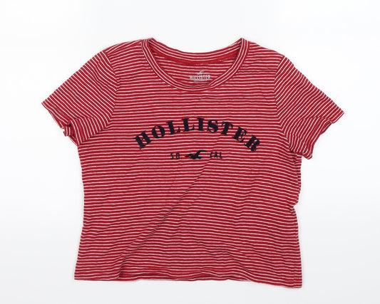 Womens UK Size XS Hollister Red Basic T-Shirt