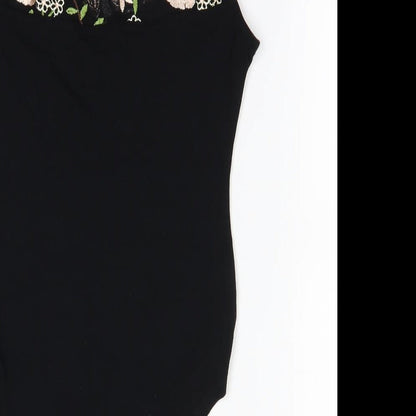 Select Womens Black Floral  Bodysuit One-Piece Size 8