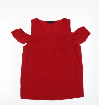 Womens UK Size 10 New Look Red Basic Blouse