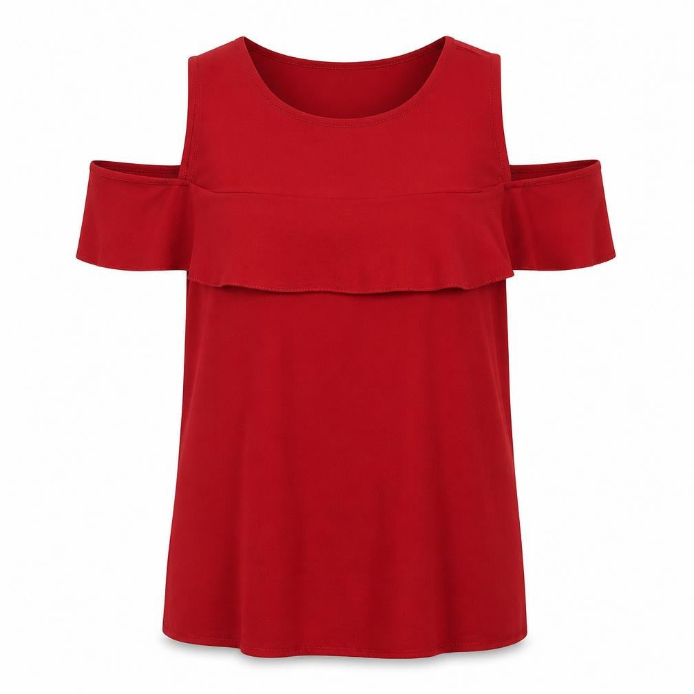 Womens UK Size 10 New Look Red Basic Blouse