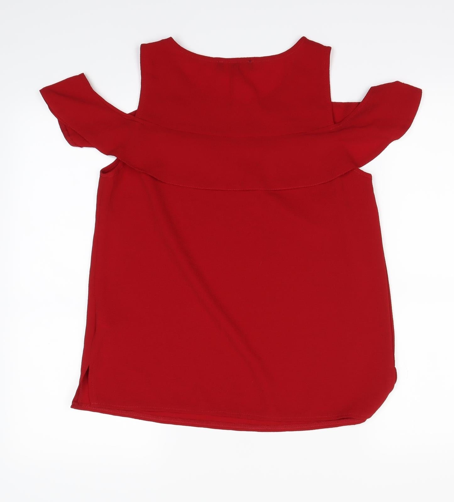 Womens UK Size 10 New Look Red Basic Blouse