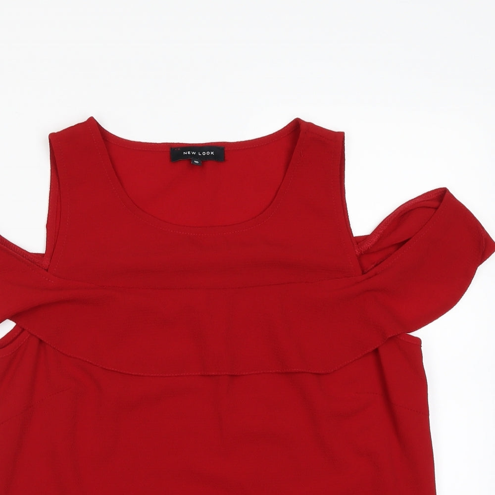 Womens UK Size 10 New Look Red Basic Blouse