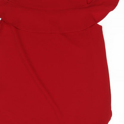 Womens UK Size 10 New Look Red Basic Blouse
