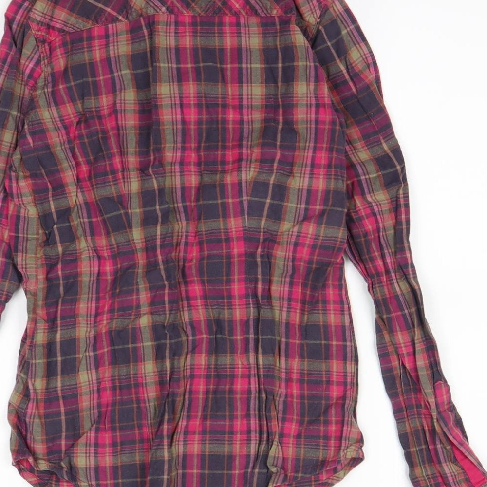Brand and care label for Denim women’s multicoloured check basic button-up, size UK 8
