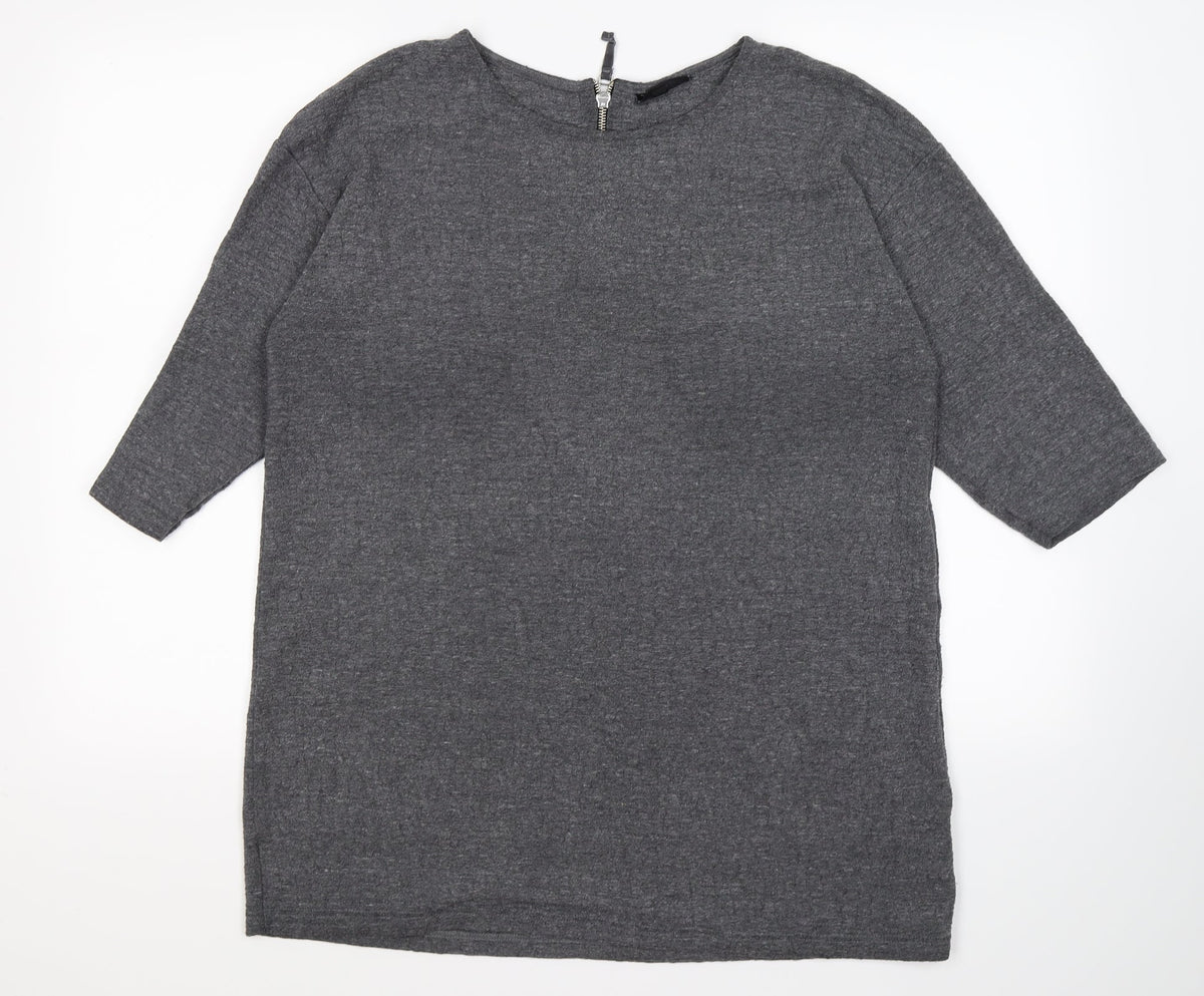 Additional front view of Topshop women’s grey knit jumper, size UK 14