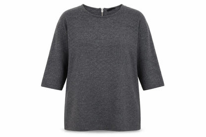 Front view of Topshop women’s grey knit jumper, size UK 14
