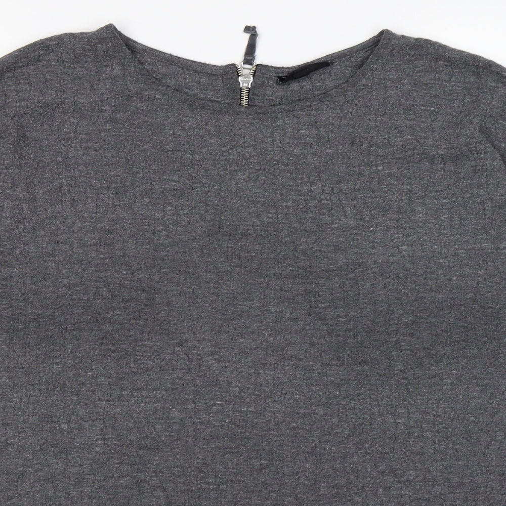 Close-up detail of Topshop women’s grey knit jumper, size UK 14