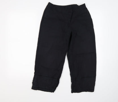 Womens UK Size M United Colors of Benetton Regular Fit Cropped Blue Trousers