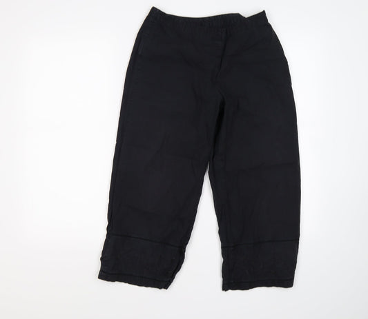 Womens UK Size M United Colors of Benetton Regular Fit Cropped Blue Trousers