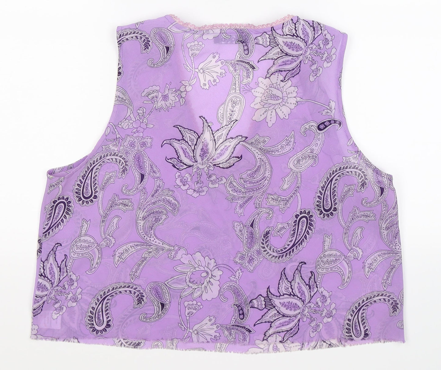 CCDK Womens Purple Paisley Chiffon Cropped Tank Size 16