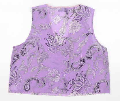 CCDK Womens Purple Paisley Chiffon Cropped Tank Size 16