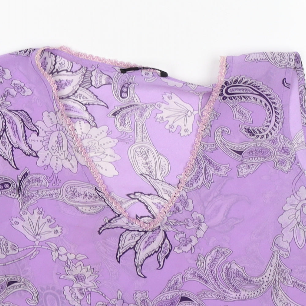 CCDK Womens Purple Paisley Chiffon Cropped Tank Size 16