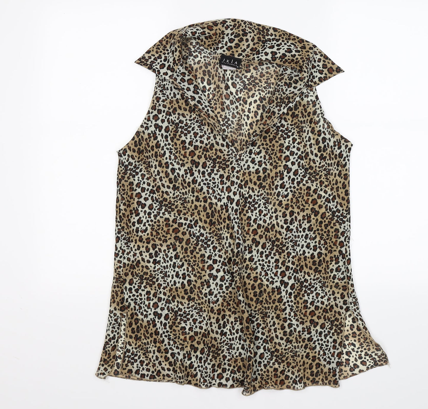 jkla Womens Brown Animal Print Chiffon Tunic Blouse Size S  - leopard print