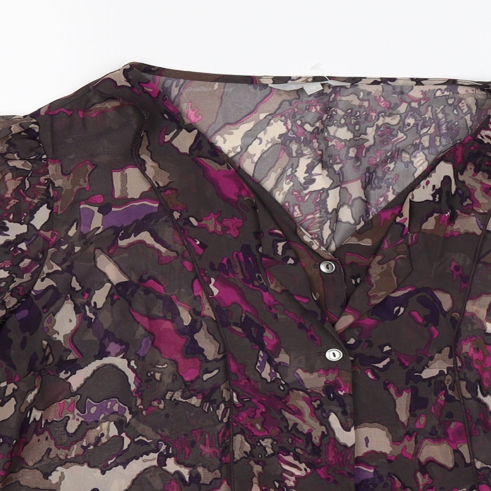 Per Una Womens Purple Floral Chiffon Basic Blouse Size 12  - ruffle front