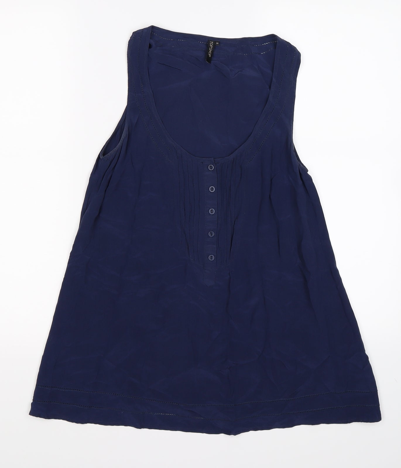 Womens UK Size 10 Topshop Blue Basic Tank