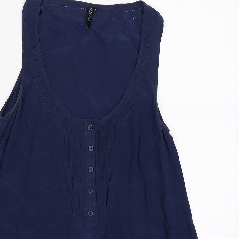 Womens UK Size 10 Topshop Blue Basic Tank