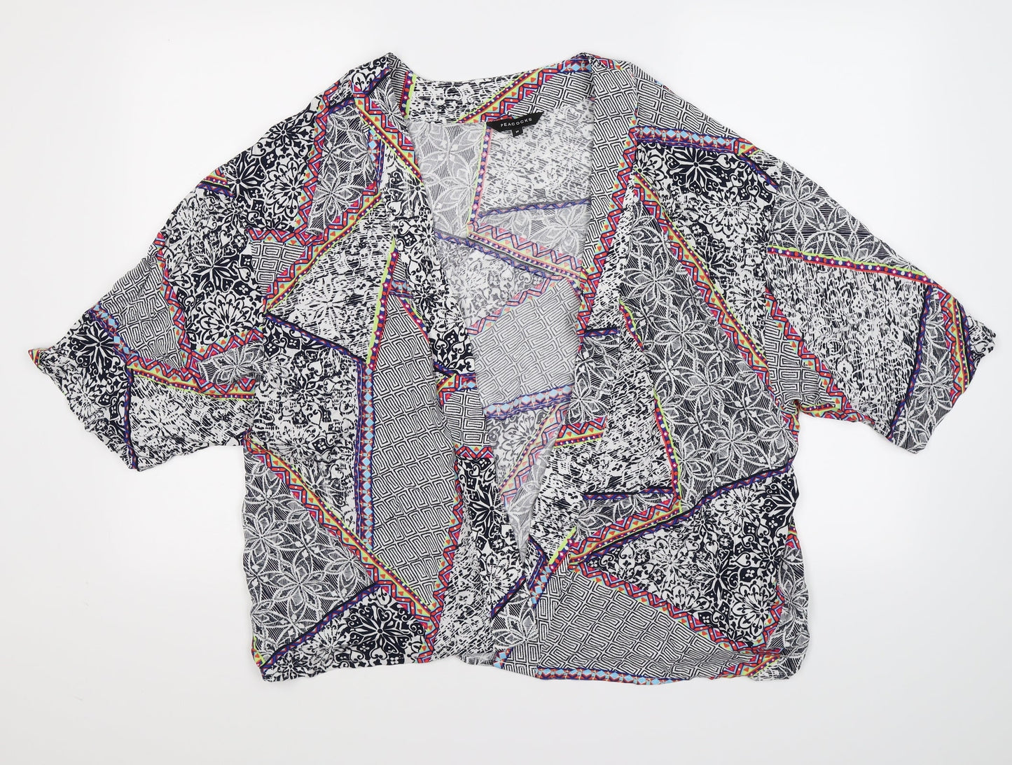 Peacocks Womens Multicoloured Geometric  Cardigan Jumper Size M