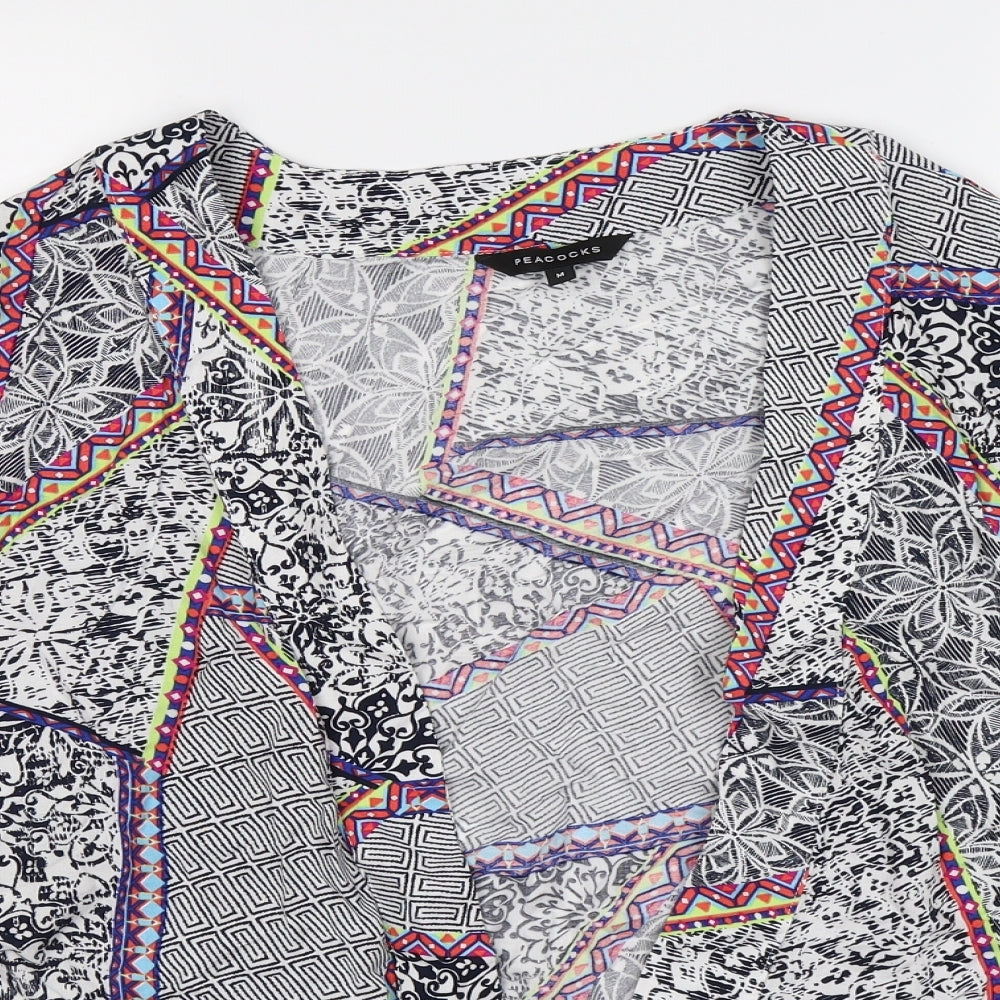 Peacocks Womens Multicoloured Geometric  Cardigan Jumper Size M