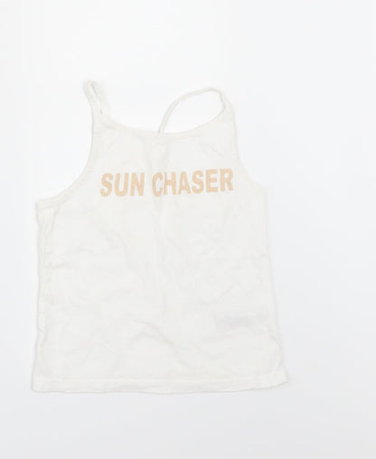 Additional front view of Next girls’ white basic t-shirt, size 5, years
