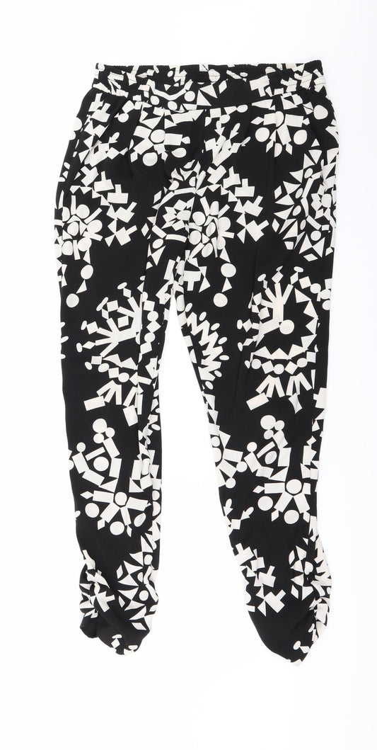 River Island Womens Black Geometric  Trousers  Size 8 L29 in - Gathered ankles