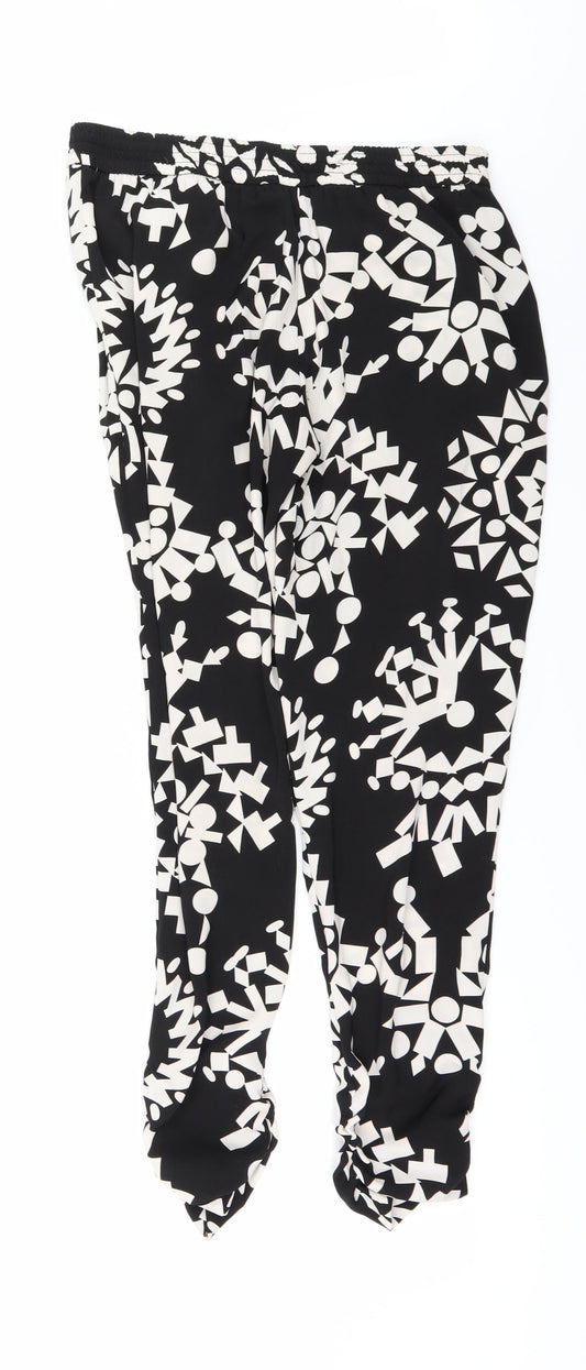 River Island Womens Black Geometric  Trousers  Size 8 L29 in - Gathered ankles