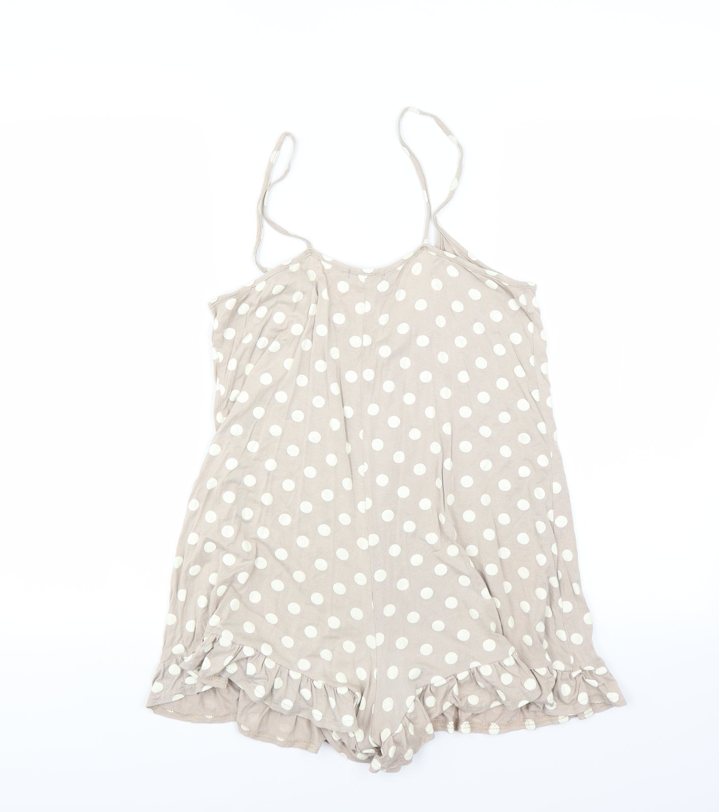 PRETTYLITTLETHING Womens Beige Polka Dot  Playsuit One-Piece Size 10
