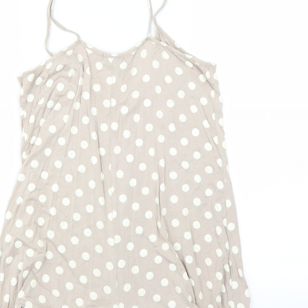 PRETTYLITTLETHING Womens Beige Polka Dot  Playsuit One-Piece Size 10