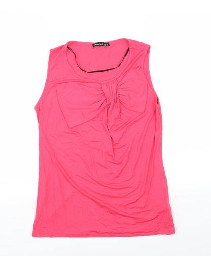 Primark Womens Pink   Basic Tank Size 10  - bow detail