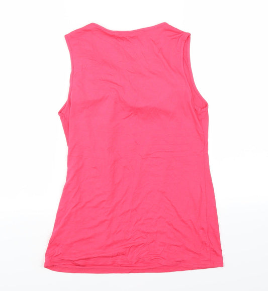 Primark Womens Pink   Basic Tank Size 10  - bow detail