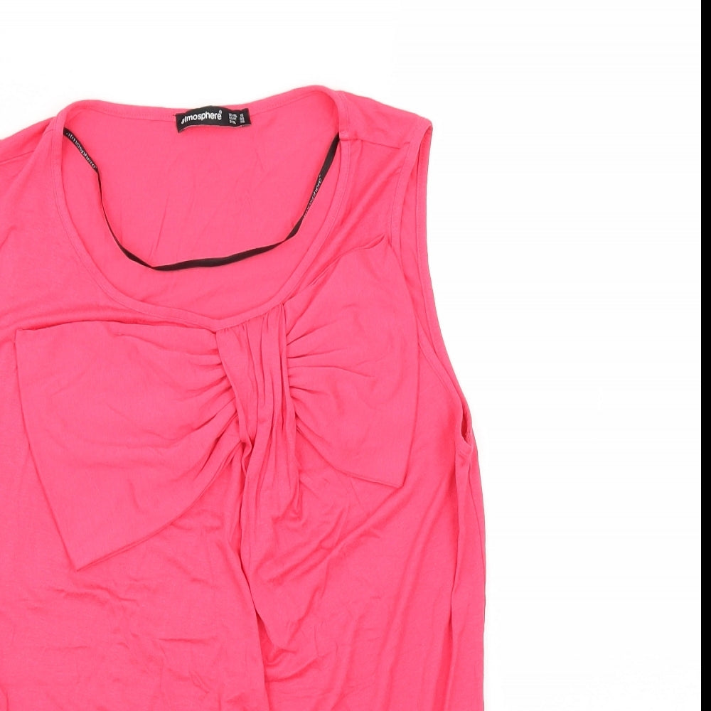 Primark Womens Pink   Basic Tank Size 10  - bow detail