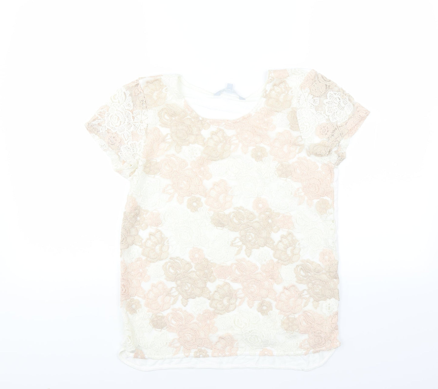 Red Herring Womens White Floral  Basic T-Shirt Size 8