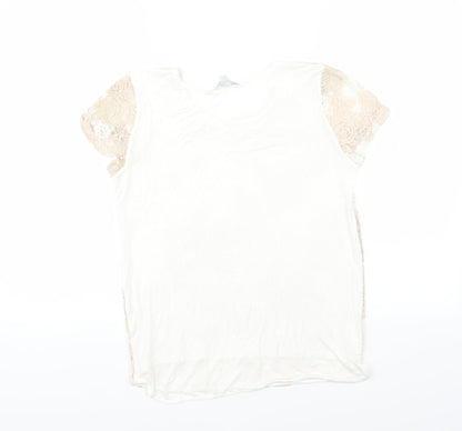 Red Herring Womens White Floral  Basic T-Shirt Size 8