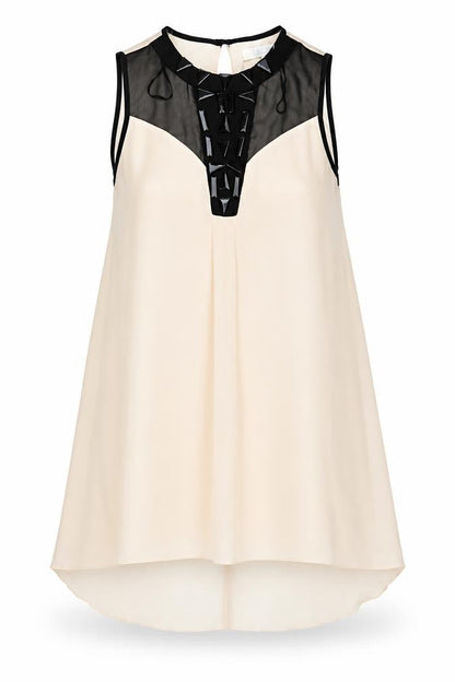 Front view of Julien Macdonald women’s pink trapeze & swing, size UK 10, - dipped hem