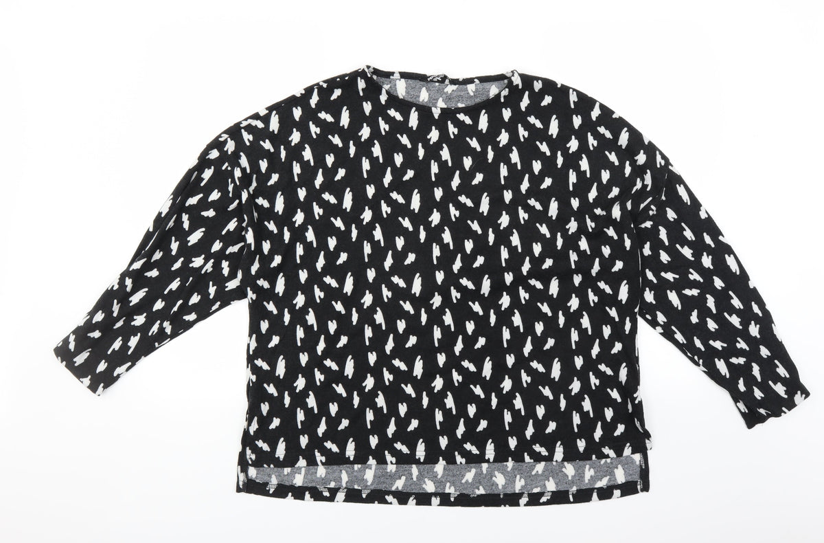 Front view of Pep&Co women’s black geometric jumper, size UK 16