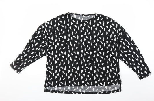 Pep & Co Womens Black Geometric  Pullover Jumper Size 16