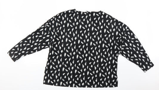 Pep & Co Womens Black Geometric  Pullover Jumper Size 16