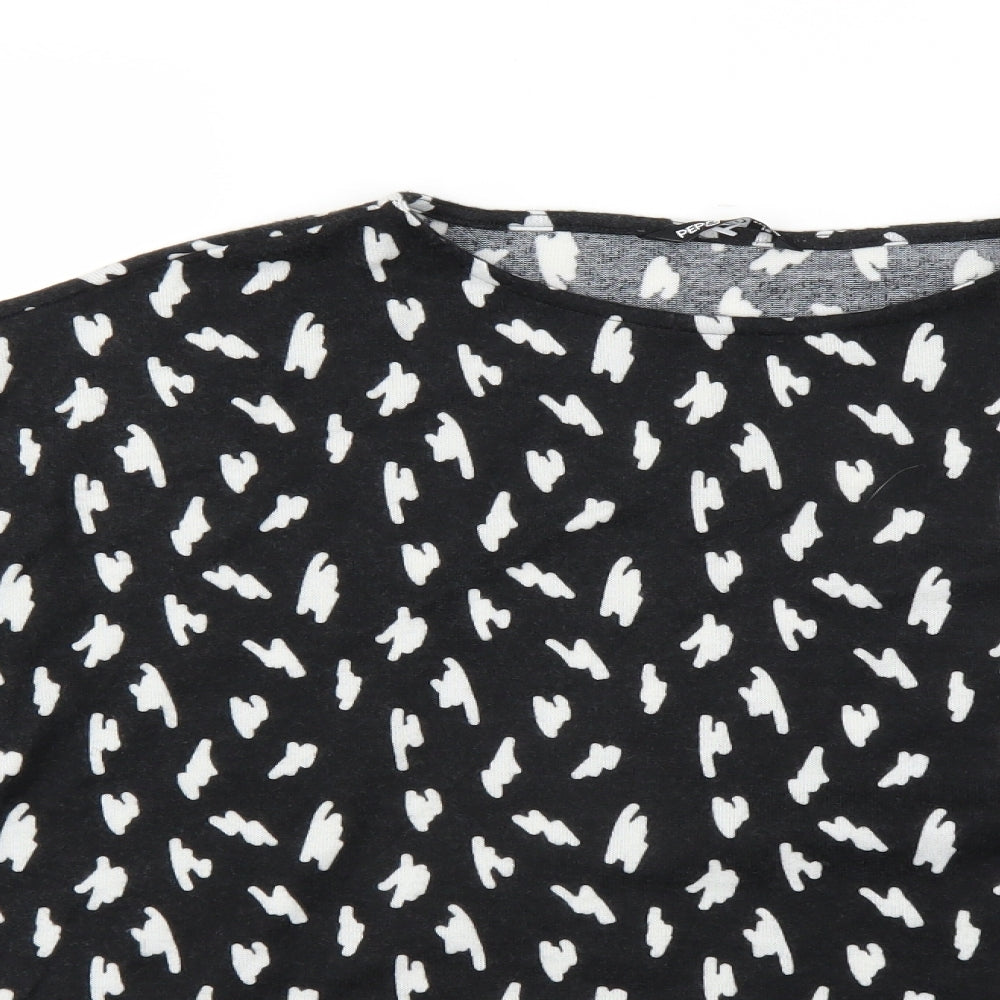 Close-up detail of Pep&Co women’s black geometric jumper, size UK 16