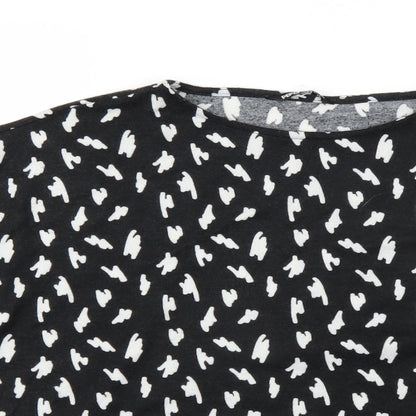 Close-up detail of Pep&Co women’s black geometric jumper, size UK 16